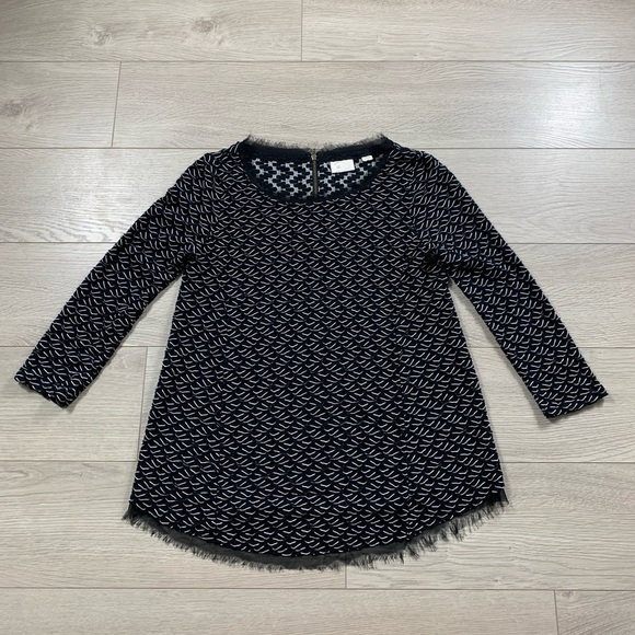 Anthropologie Postmark Black & White Top Weave Textured Top - Picture 3 of 10